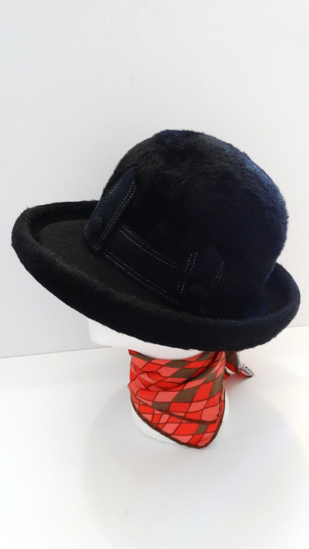 Christian Dior - Chapeau Derby en feutre noir des années 1960 Pour femmes en vente