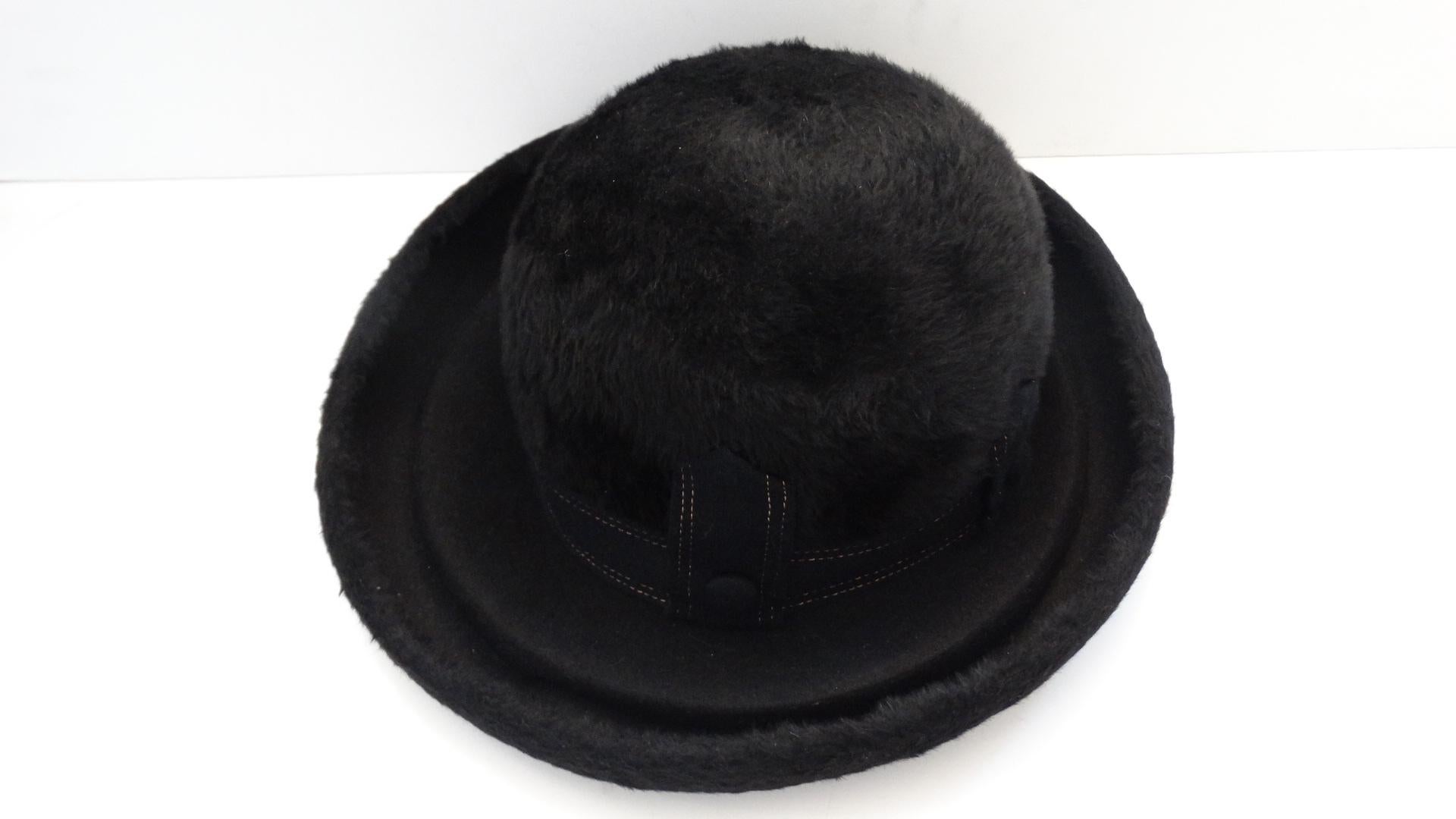 1960s Christian Dior Black Felt Derby Hat In Good Condition For Sale In Scottsdale, AZ