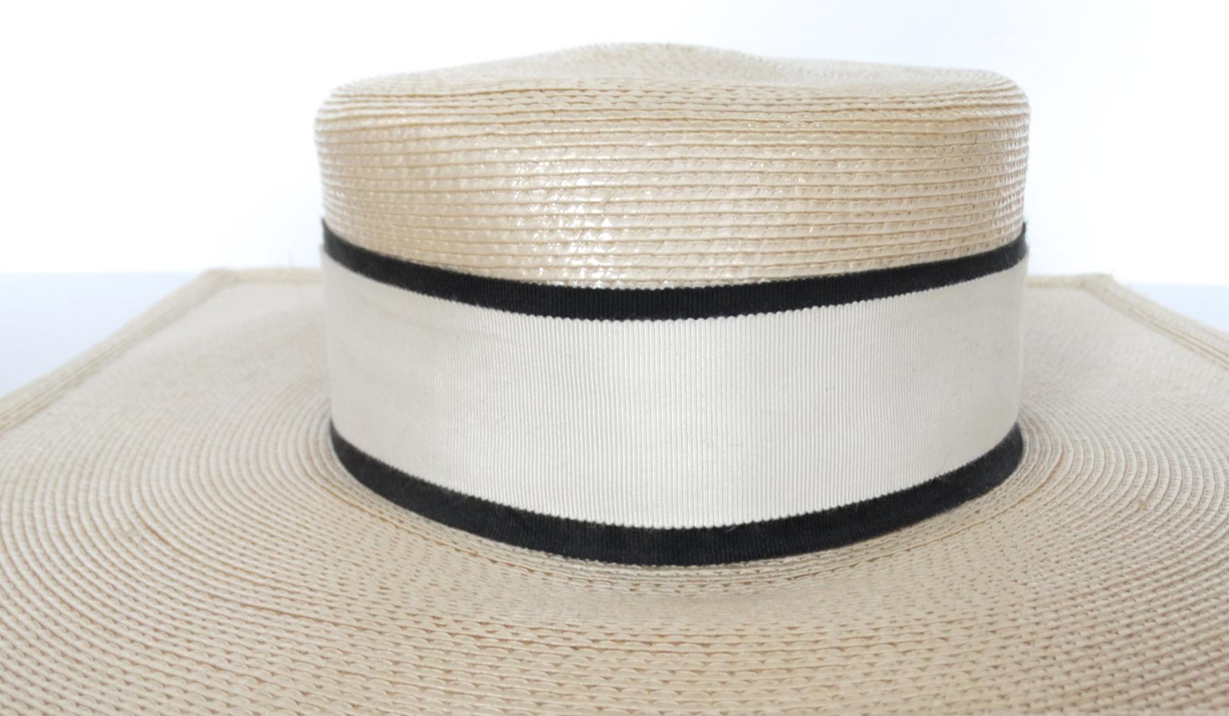 1970s Yves Saint Laurent Square Brim Boater Hat 7