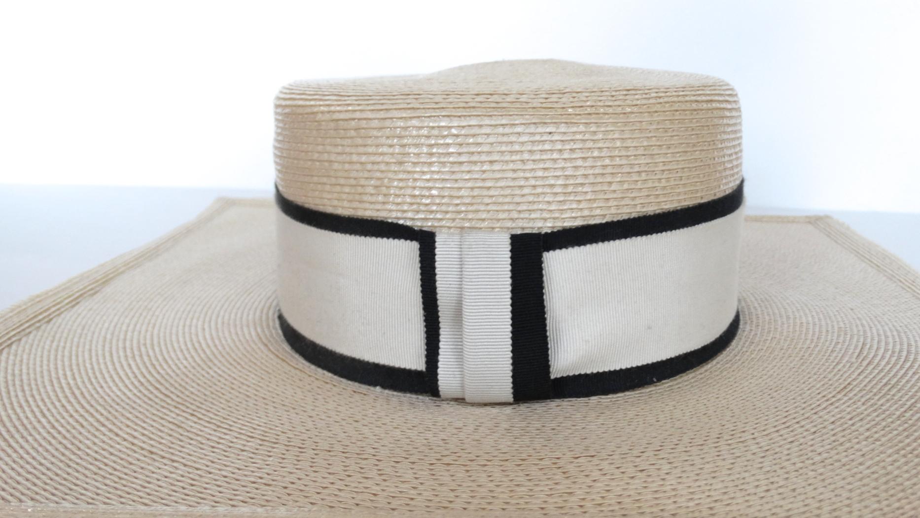 1970s Yves Saint Laurent Square Brim Boater Hat 3