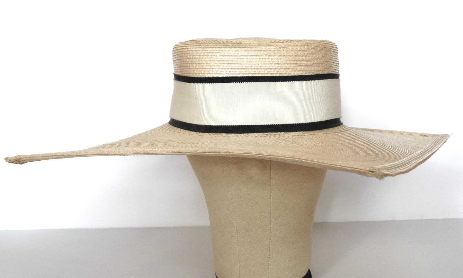 1970s Yves Saint Laurent Square Brim Boater Hat 9