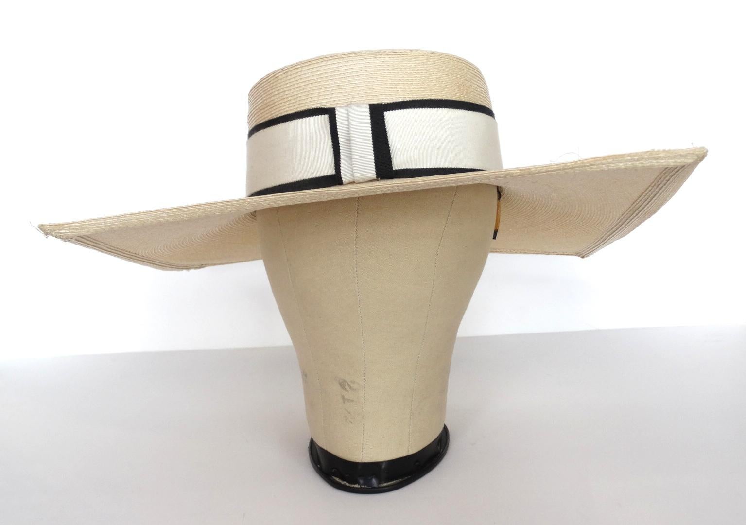 1970s Yves Saint Laurent Square Brim Boater Hat 4