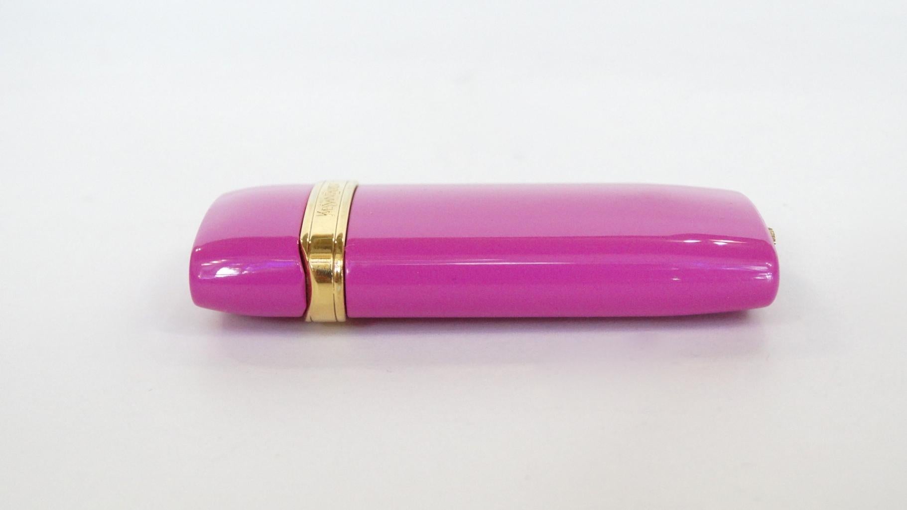 Rare 1960s Yves Saint Laurent Mini Louisiane Pink Lighter  3