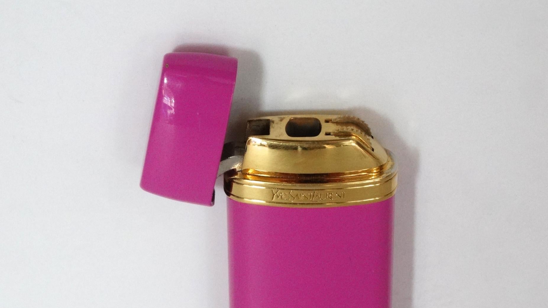 Rare 1960s Yves Saint Laurent Mini Louisiane Pink Lighter  5