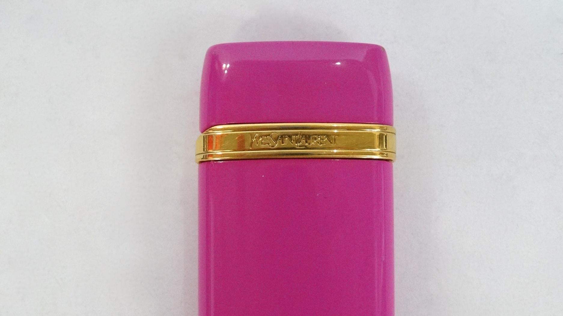 Rare 1960s Yves Saint Laurent Mini Louisiane Pink Lighter  2