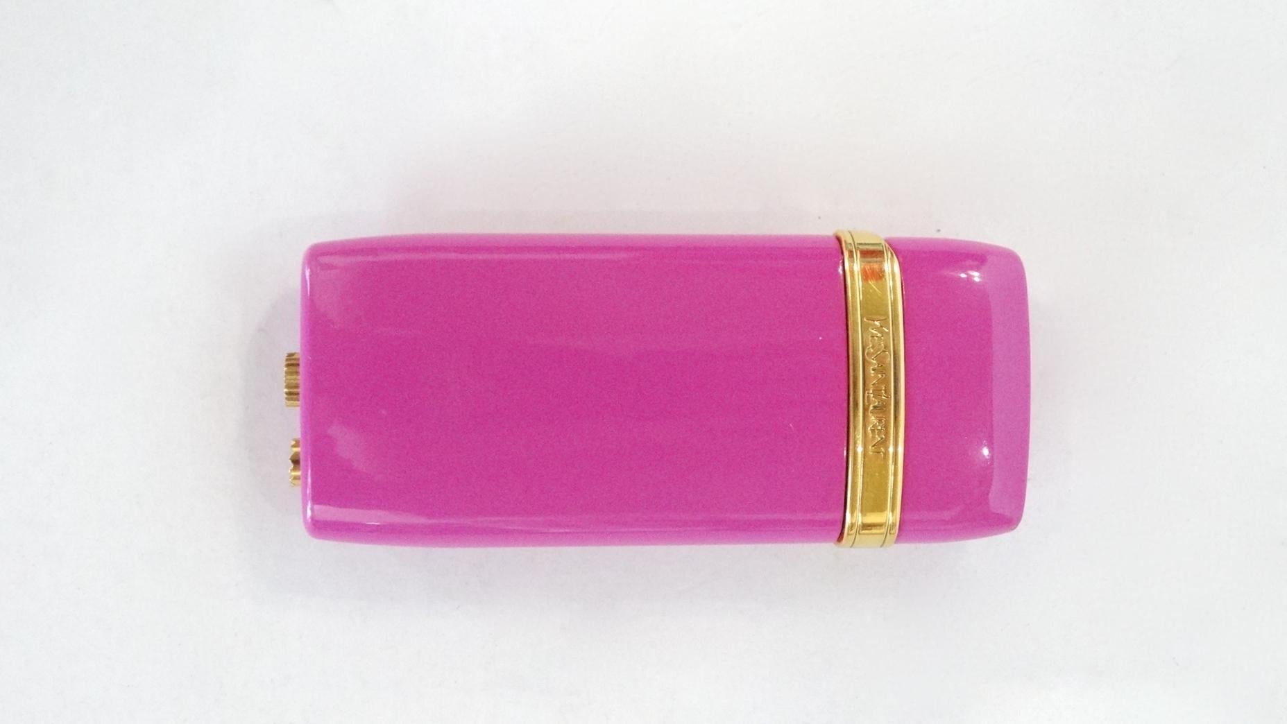 Rare 1960s Yves Saint Laurent Mini Louisiane Pink Lighter  6