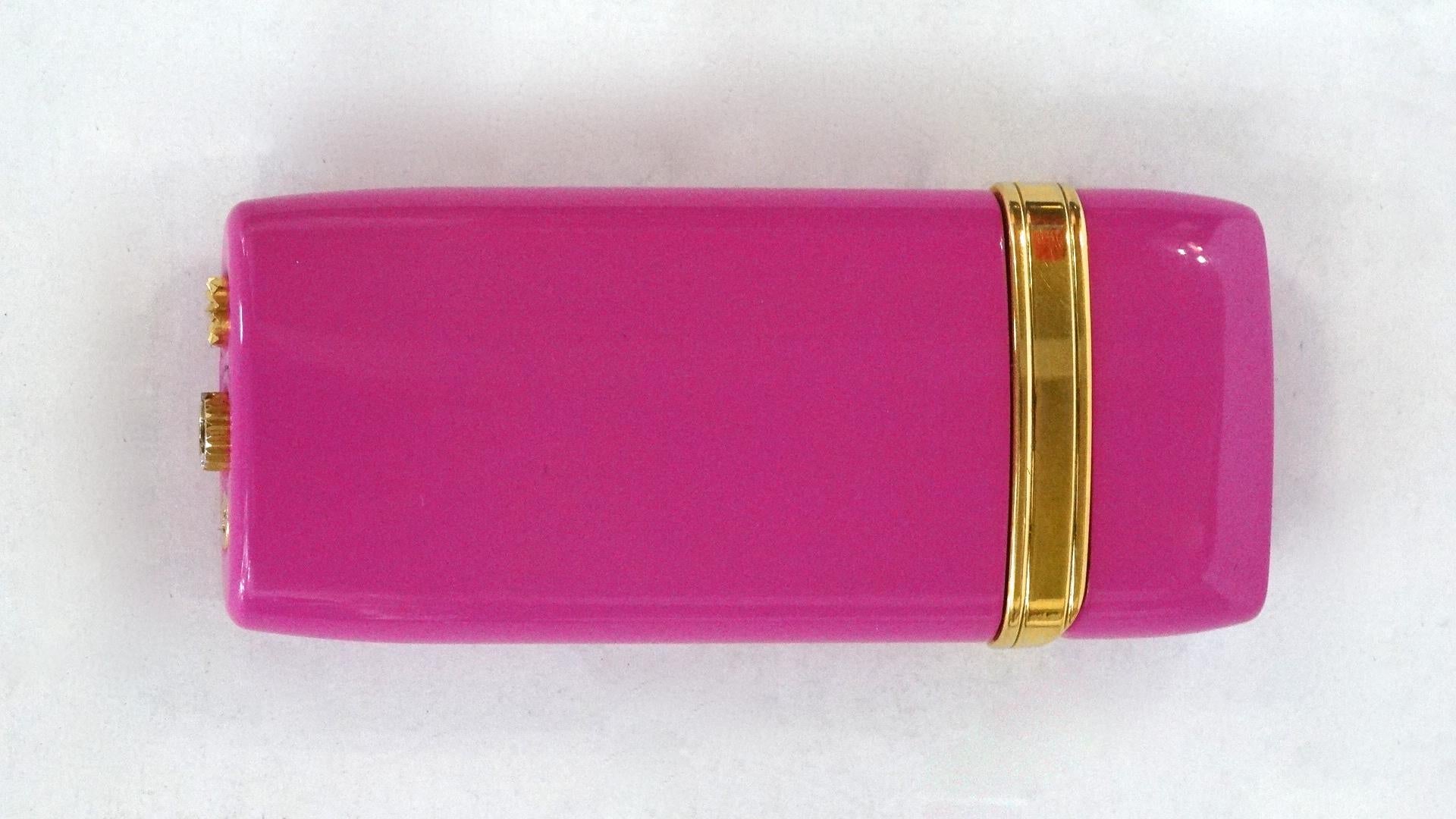 Rare 1960s Yves Saint Laurent Mini Louisiane Pink Lighter  4