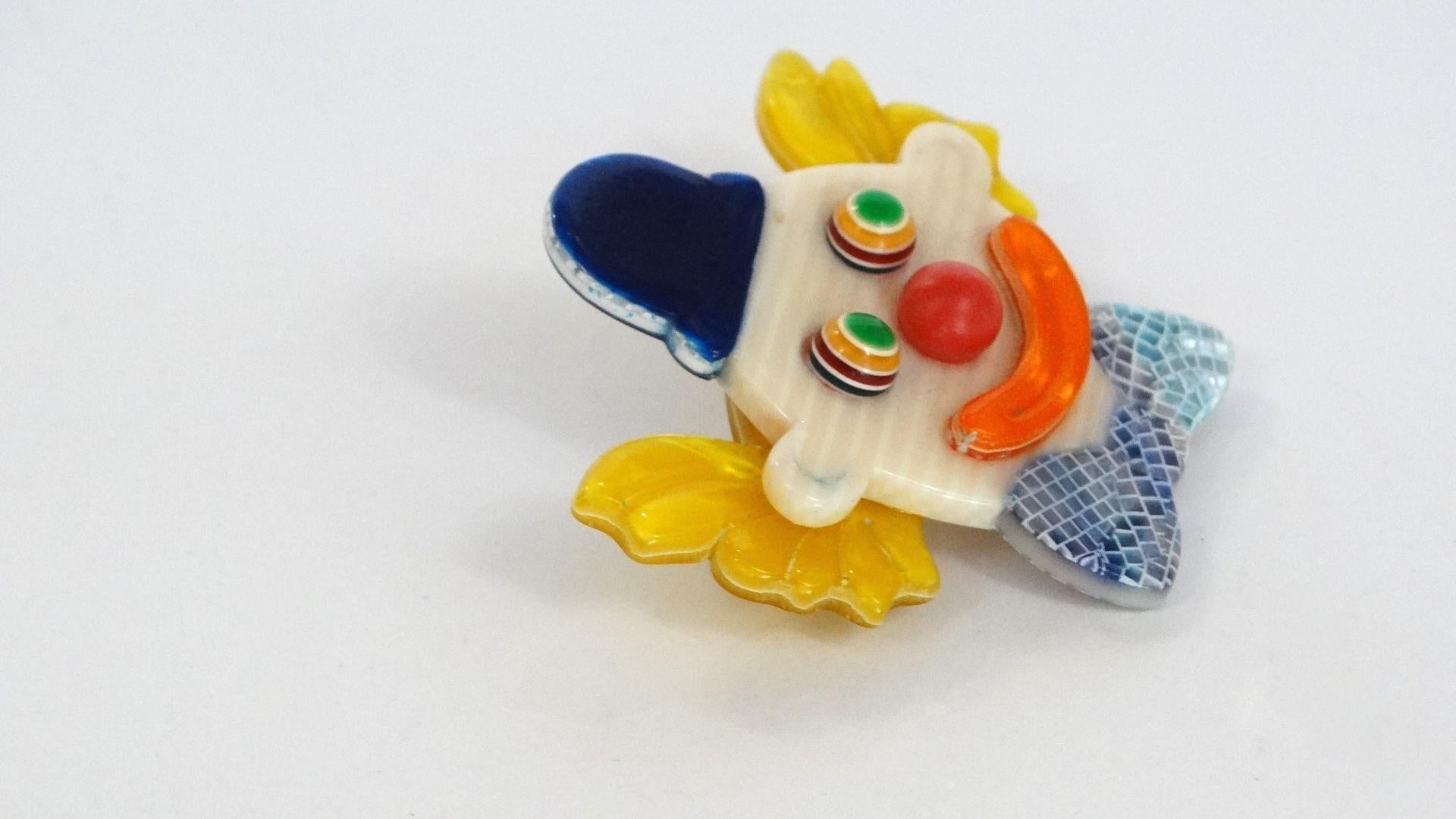 Broche Clown Lea Stein des années 1970 Unisexe en vente