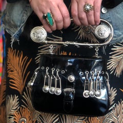 Versace Rare Spring 1994 Black Patent Leather Safety Pin Bag