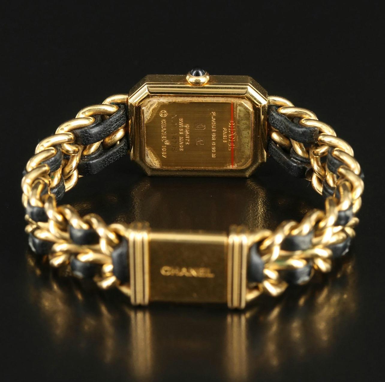 Chanel 1987 Premiere 20mm Rock Quartz & Gold-Plated Chain Wrist Watch For Sale 10