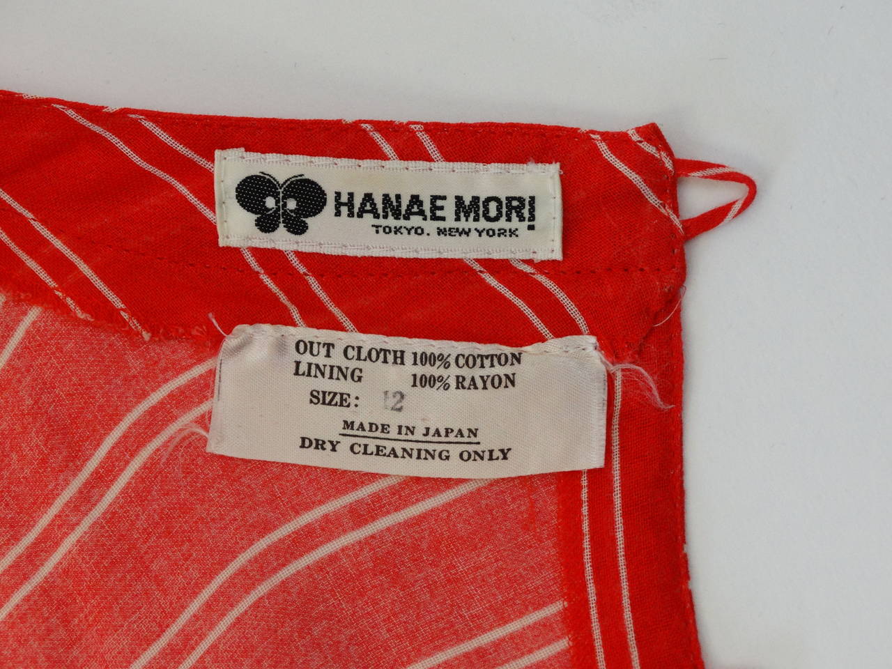 Hanae Mori Red Cotton Butterfly Maxi Dress, 1970s  3