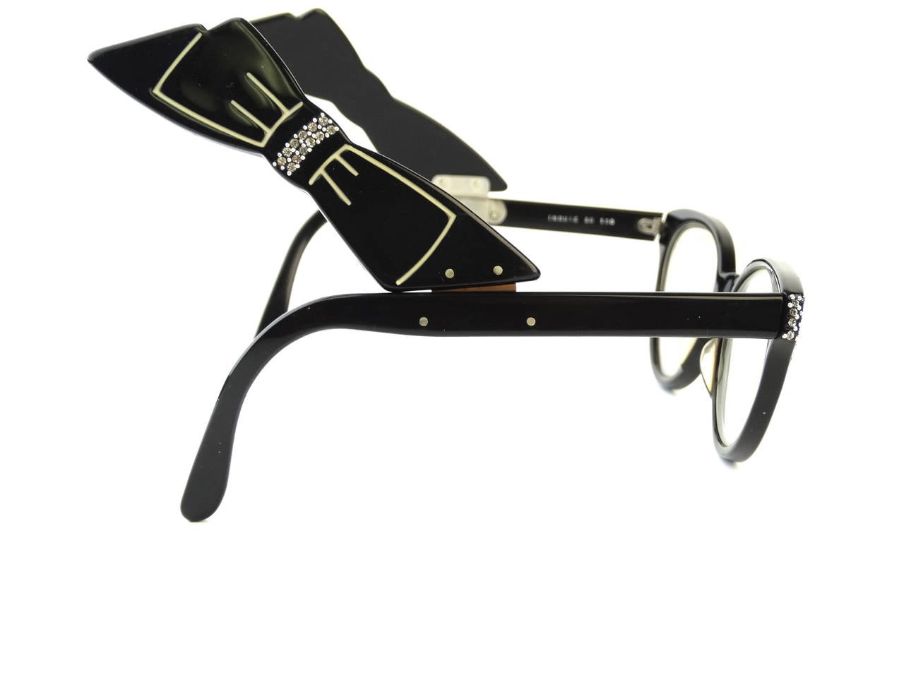 Jean Lafont Black Rhinestone Cateye Eyeglasses, 1960s For Jean Lafont Black Rhinestone Cateye Eyeglasses, 1960s For