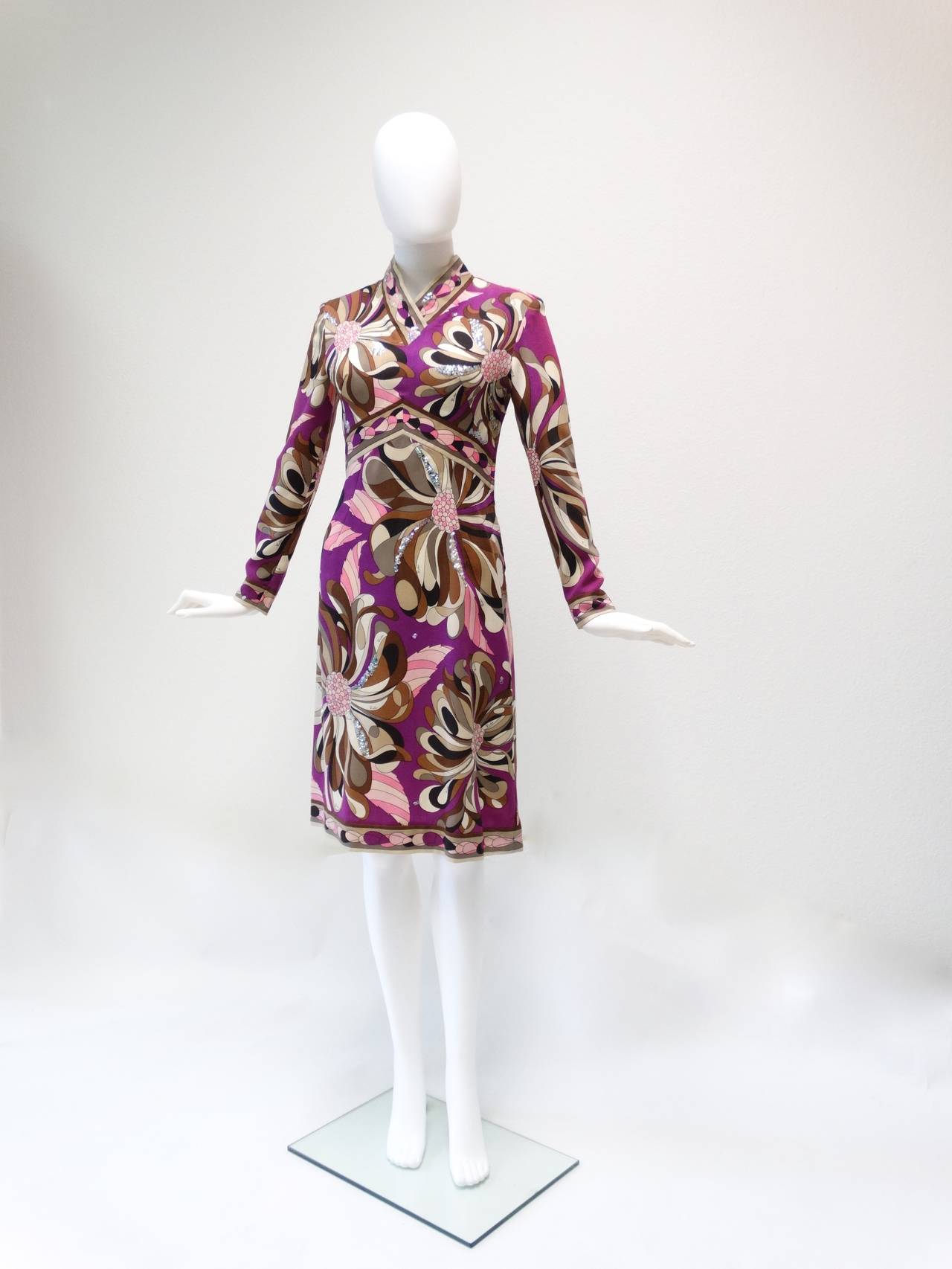 1960s Mod Emilio Pucci Wool Dress with Sequins at 1stDibs