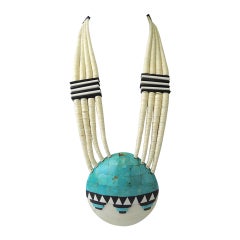 Vintage Santo Domingo Turquoise Shell Necklace, 1970s