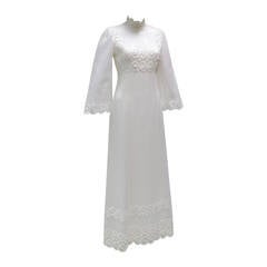 1960s Werle White Lace Maxi Dress
