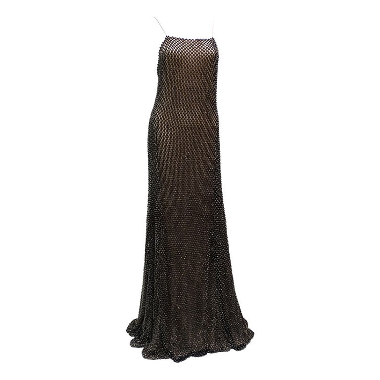 Gucci Black Gemstone Belted Gown