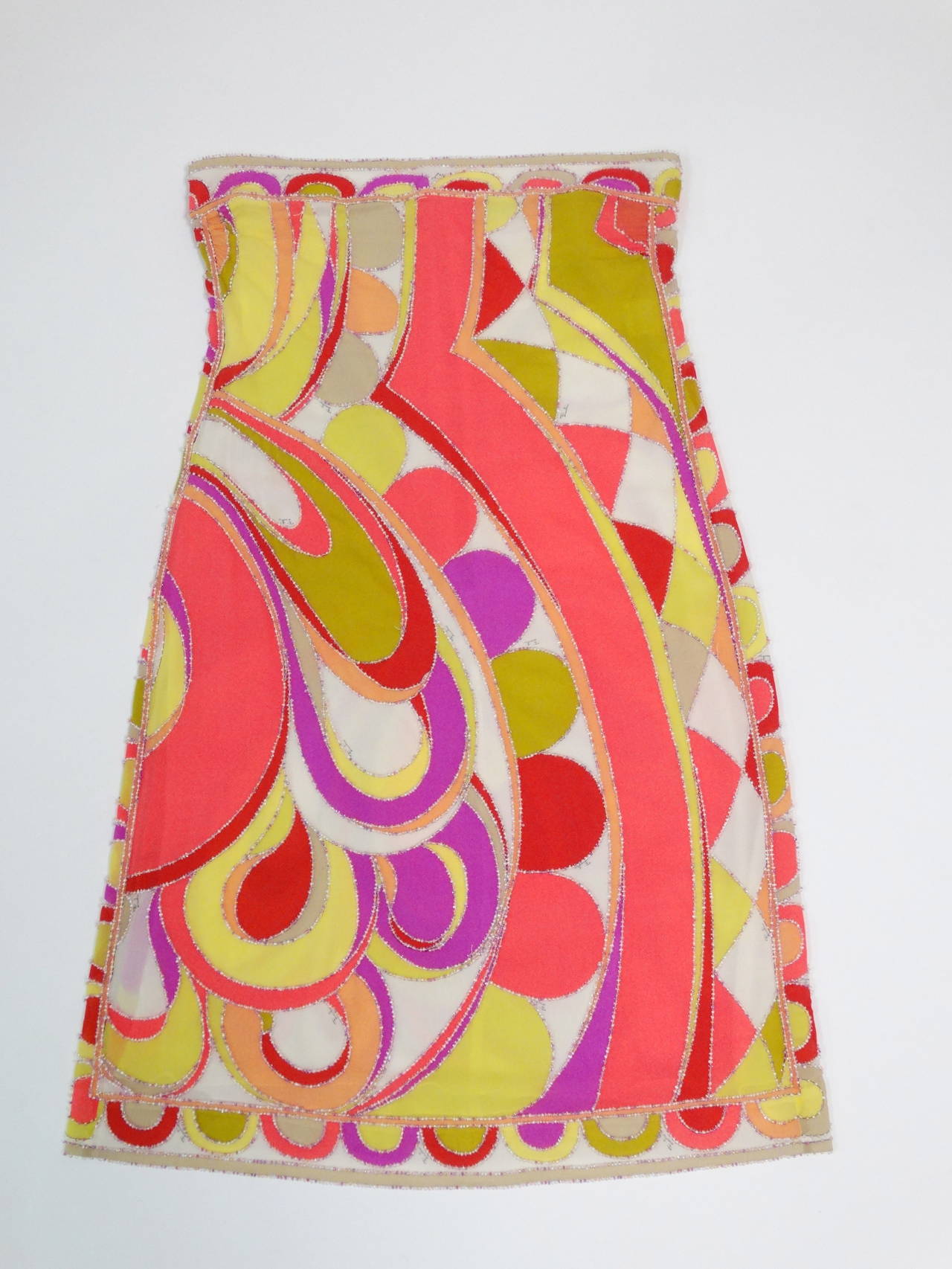 1980's Emilio Pucci Strapless Beaded Mini Dress 2