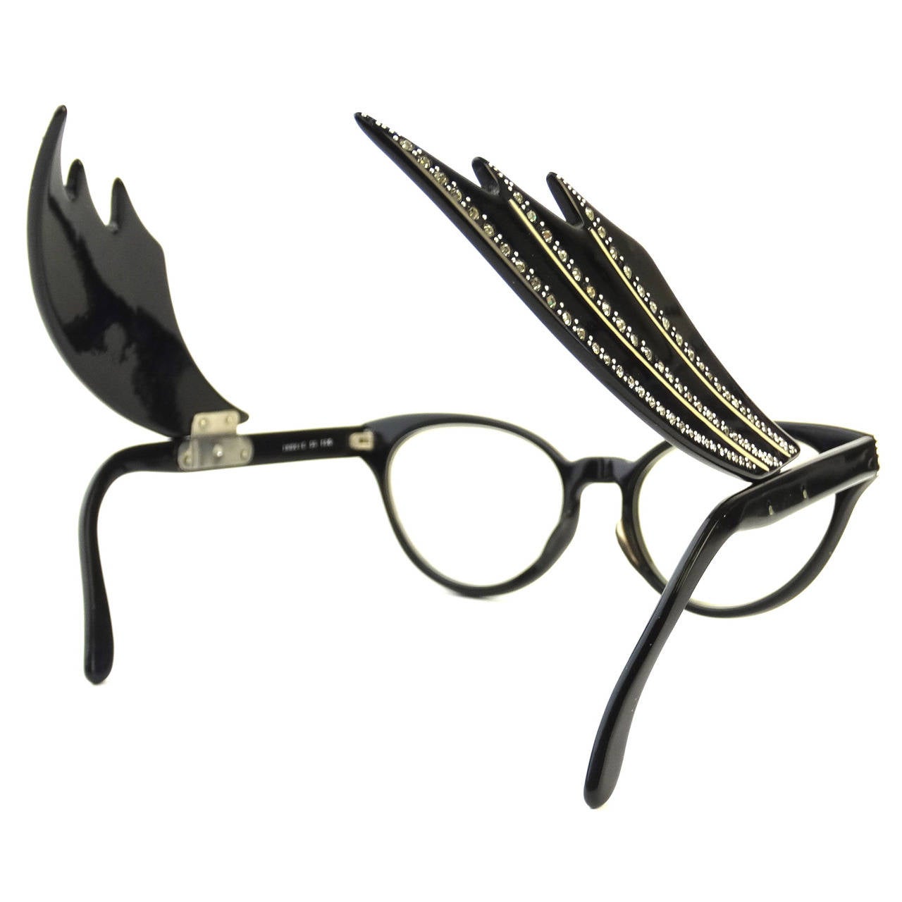 Lunettes de soleil Jean Lafont à monture en strass noir, années 1960  en vente