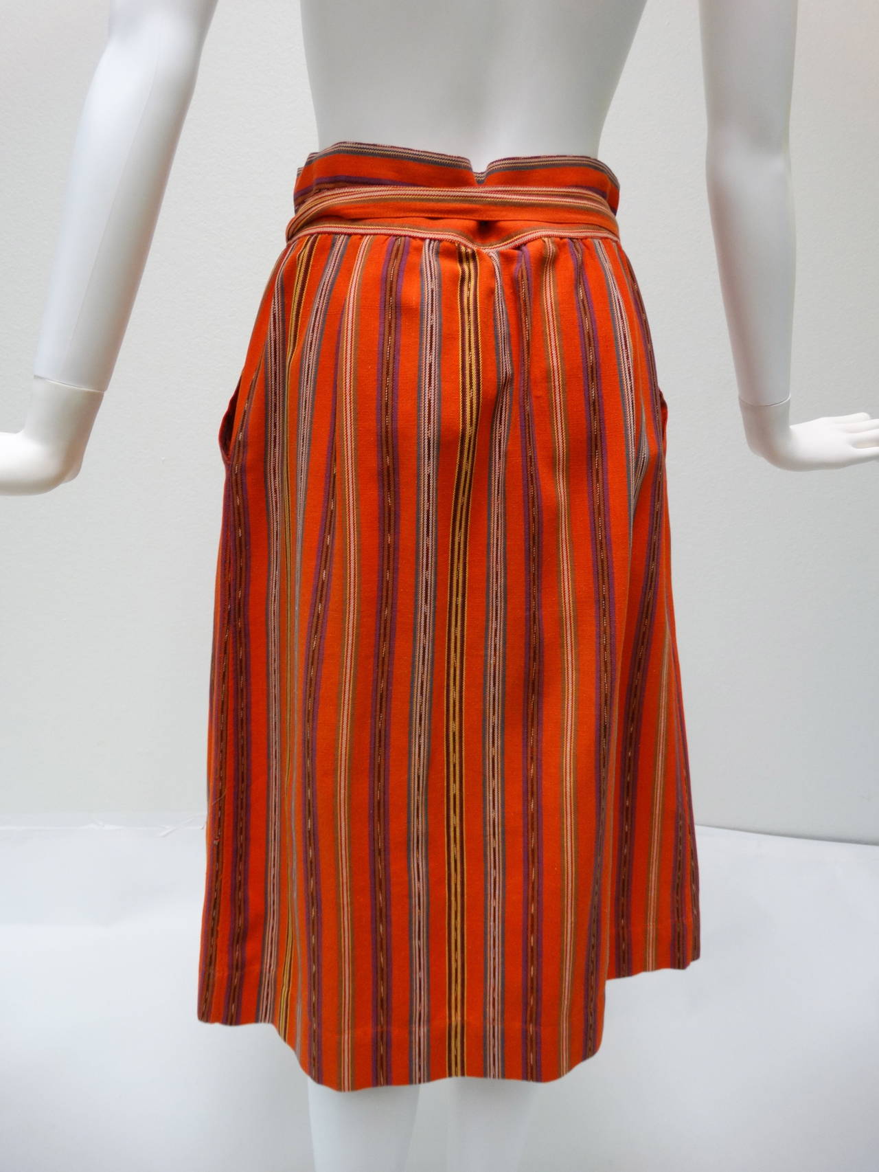 1980's Yves Saint Laurent Ethnic Striped Skirt 2