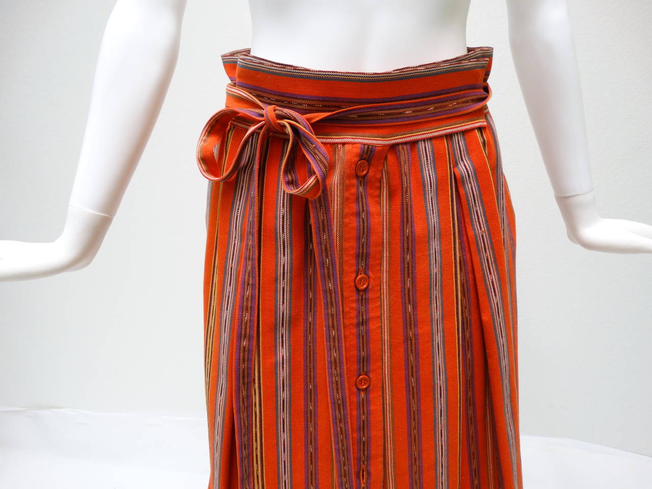 1980's Yves Saint Laurent Ethnic Striped Skirt In Excellent Condition In Scottsdale, AZ