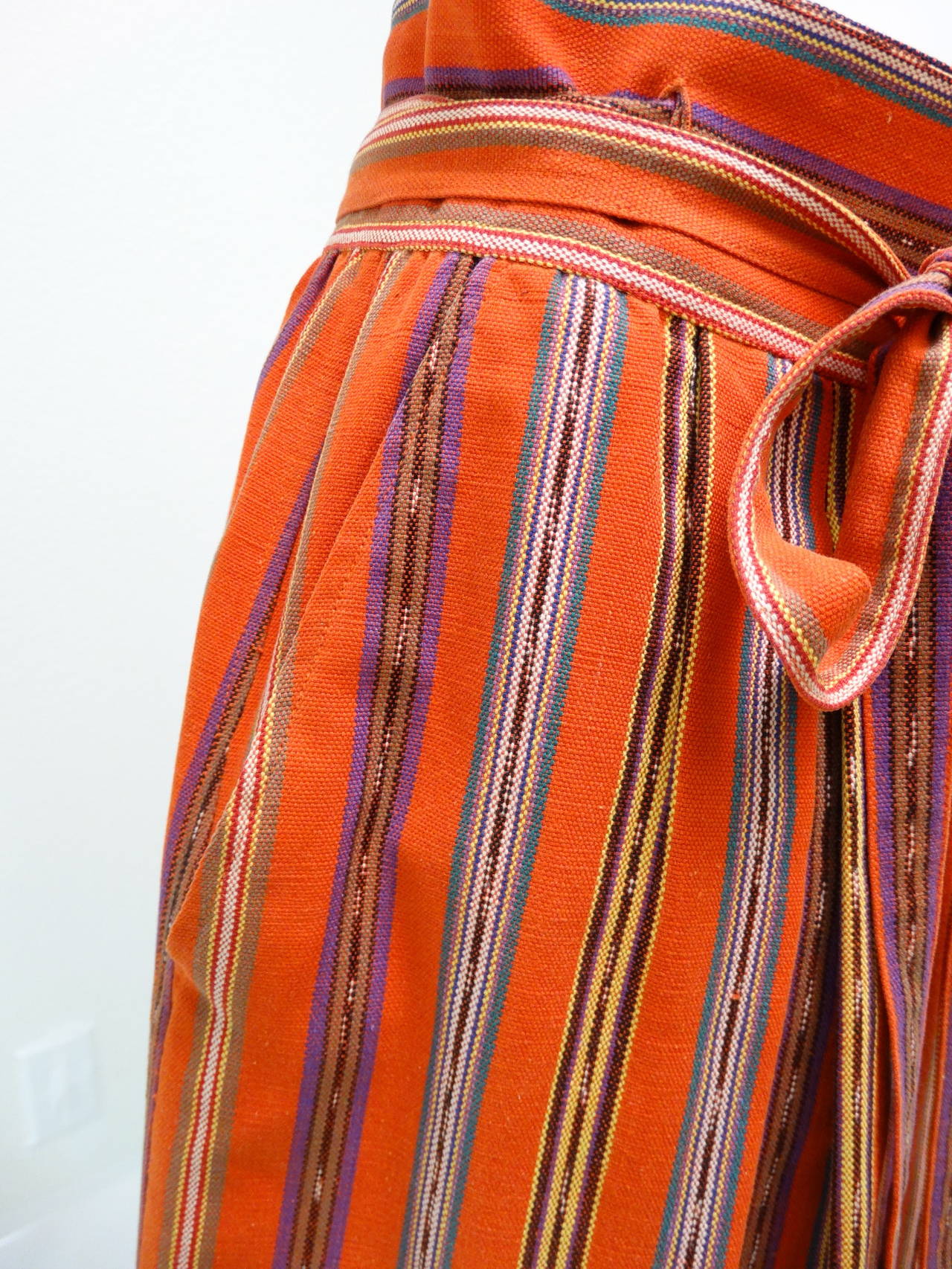 Women's 1980's Yves Saint Laurent Ethnic Striped Skirt