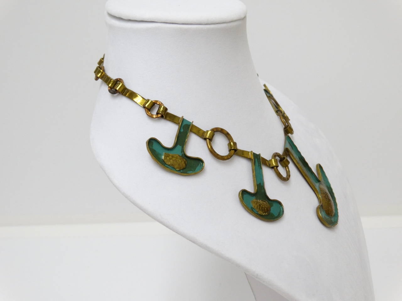 1960's Casa Maya Hammered Brass Modernist Necklace 1