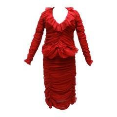 2002 Tom Ford For Yves Saint Laurent Ruched Blouse and Skirt 6