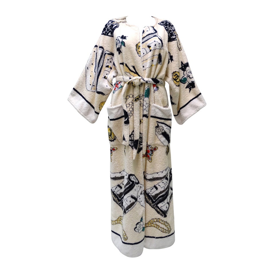1994 Spring/Summer Chanel "Iconic" Print Terrycloth Beach Wrap/Robe