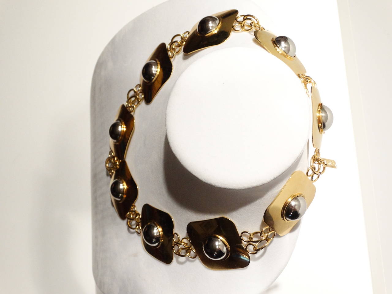 1970's Givenchy Runway Collar Two Tone Dome Necklace 5
