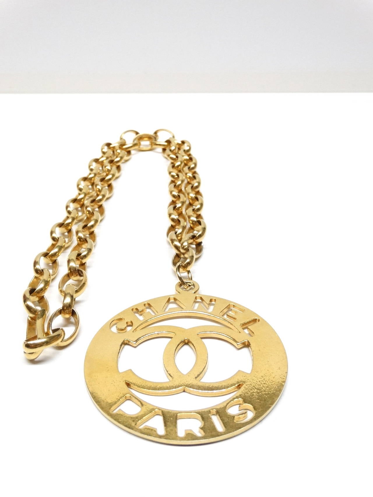 1970s Chanel PARIS Cut Out Extra Large Medallion Necklace at 1stDibs ...