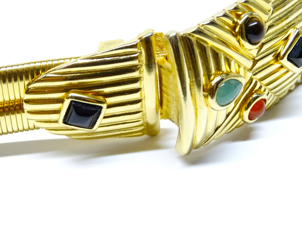 1970's Judith Leiber Gold Cord Belt with Semiprecious Cabochon Stones 1