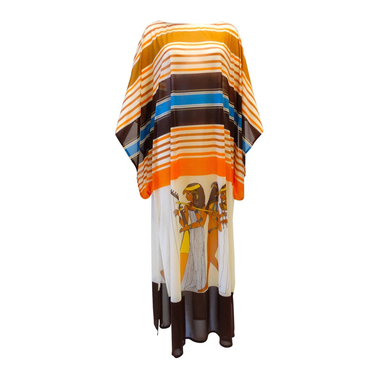 1970s Gottex Egyptian Revival Kaftan Dress