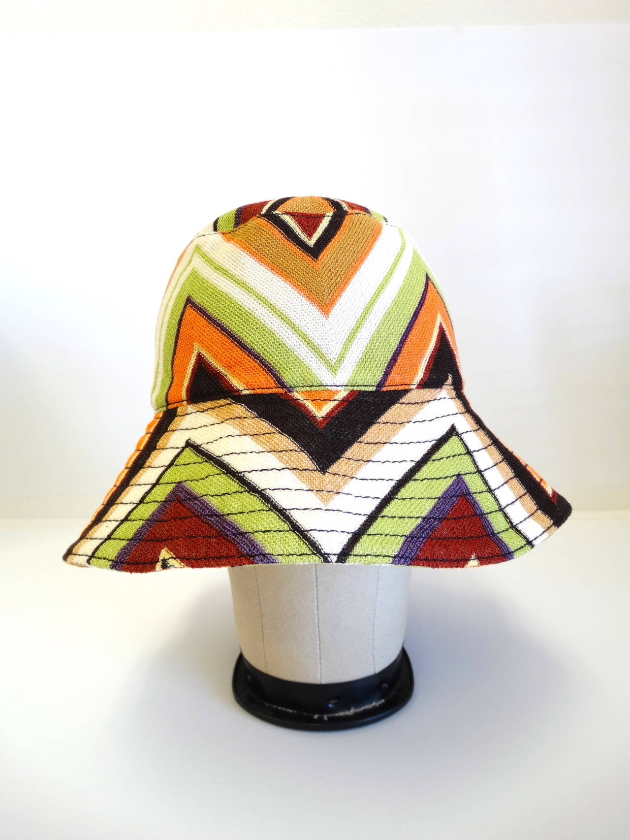 Vintage Missoni Knit Bucket Hat In Excellent Condition In Scottsdale, AZ