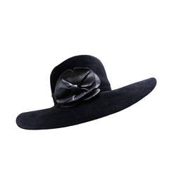 Helen Kaminski Wide Brim Felt Hat with Leather Flower 4