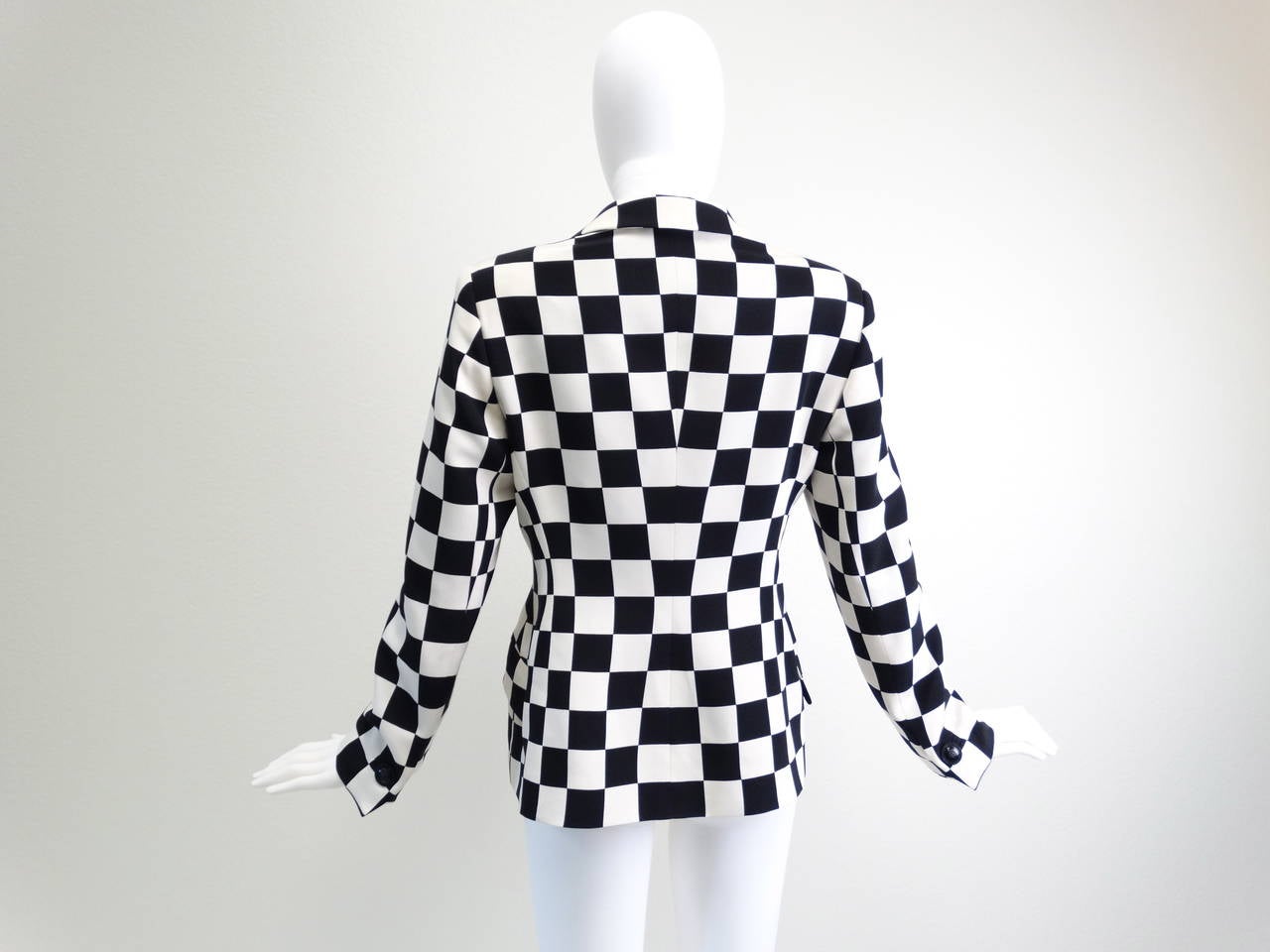 Black Gianni Versace Couture Silk Checkered Jacket, 1994 