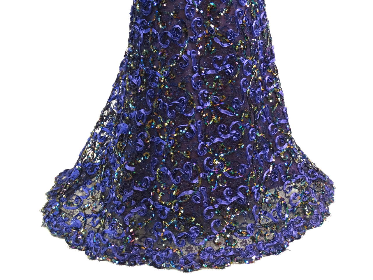 1980s Oscar De La Renta Sequins Gown Sz 8 5