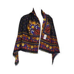 1970s Yves Saint Laurent "Moroccan Print" Wool Challis Shawl