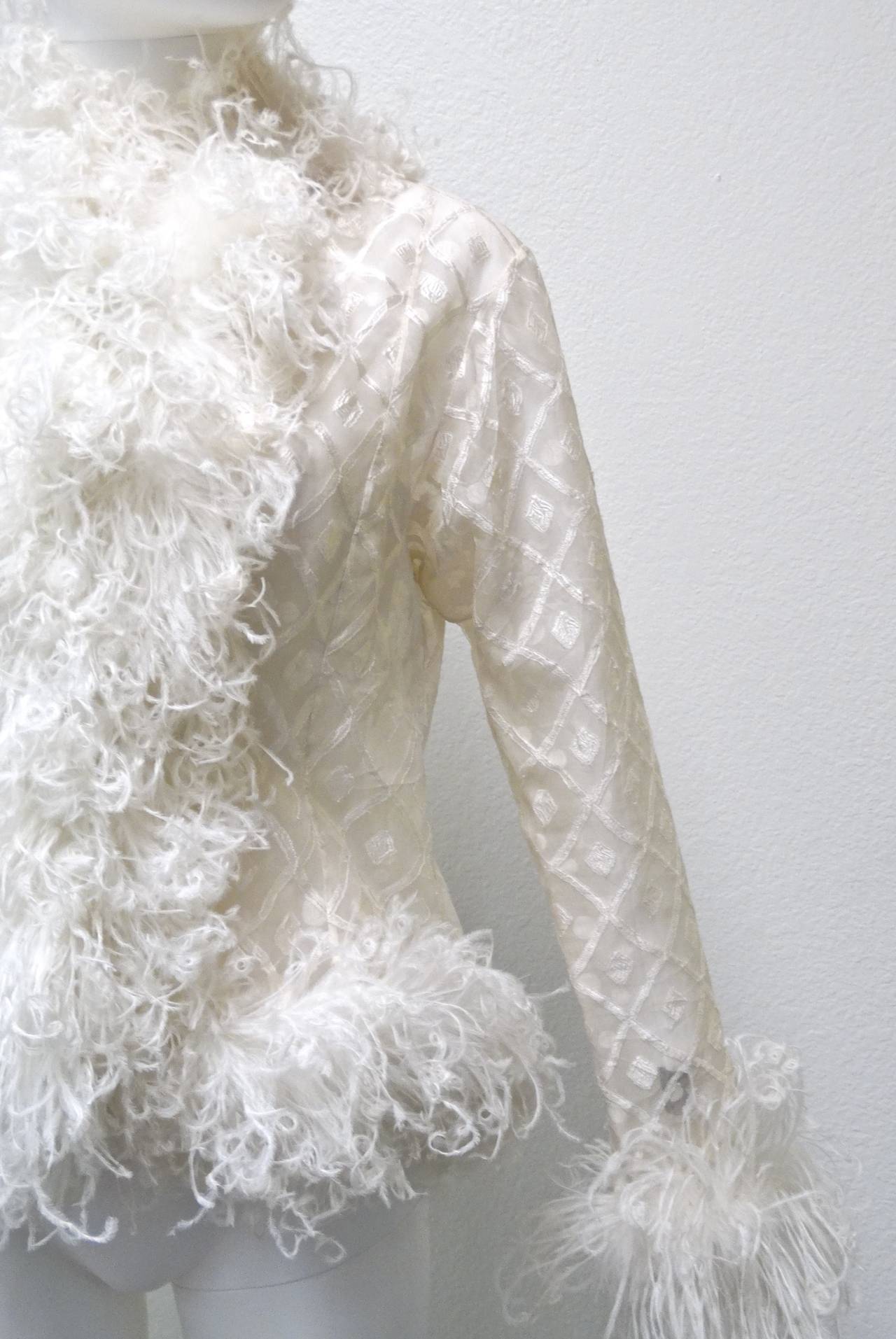 1970s Geoffrey Beene Evening Jacket with Ostrich Feathers 4