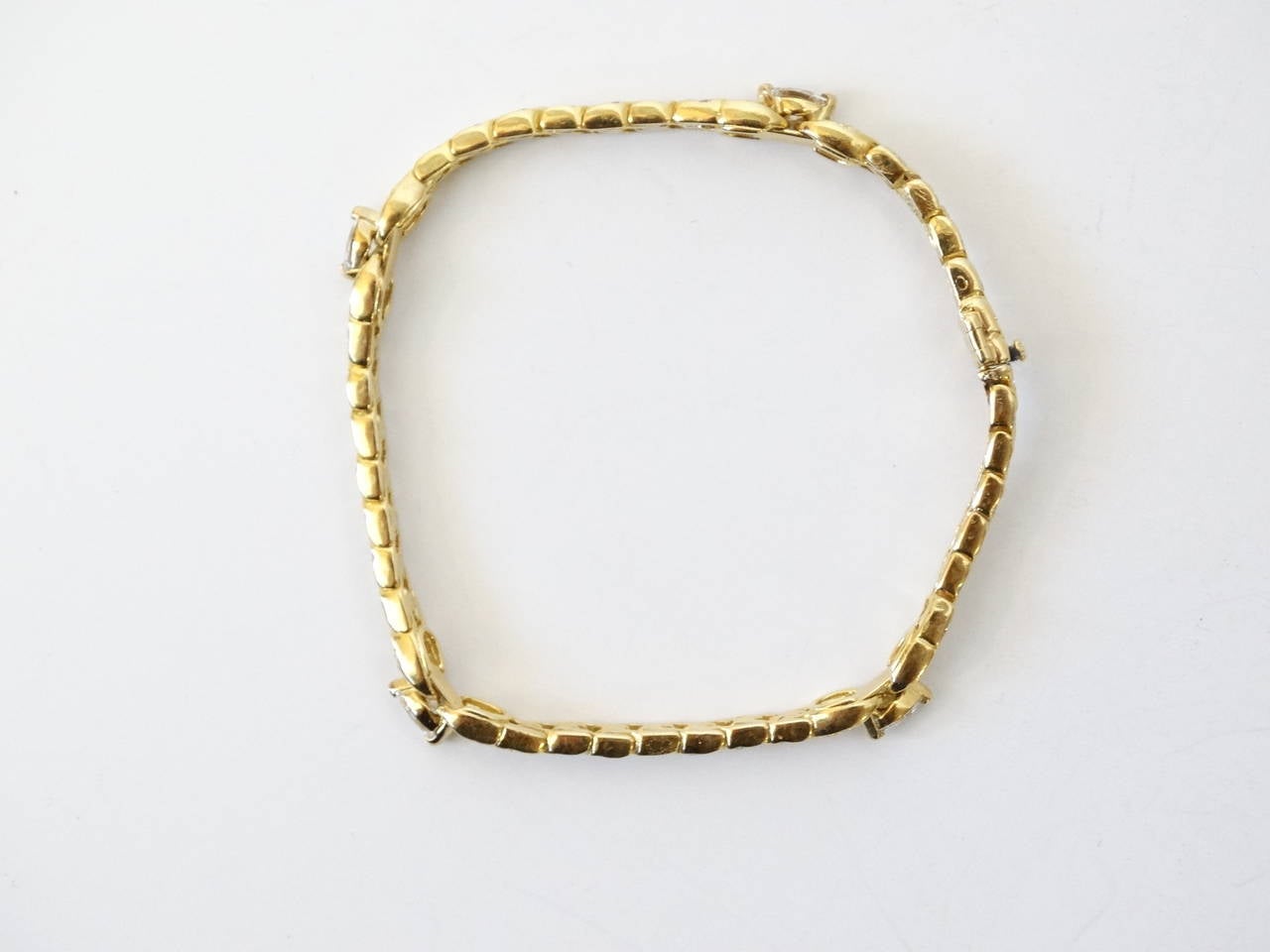 Van Cleef & Arpels Marquise Diamond Gold Bracelet In Excellent Condition In Scottsdale, AZ