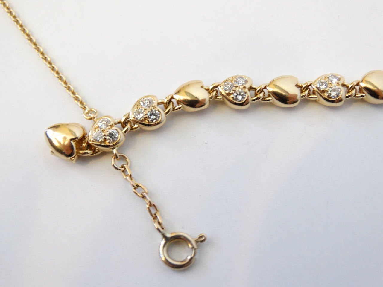 CARTIER 18k Yellow Gold Heart Link Bracelet with Diamonds 1