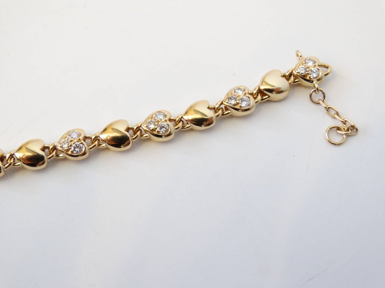 Women's CARTIER 18k Yellow Gold Heart Link Bracelet with Diamonds