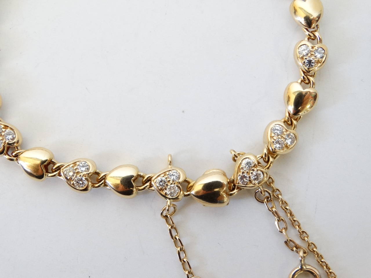 CARTIER 18k Yellow Gold Heart Link Bracelet with Diamonds 2