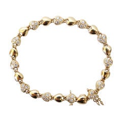 CARTIER 18k Yellow Gold Heart Link Bracelet with Diamonds