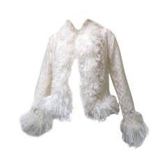 Retro 1970s Geoffrey Beene Evening Jacket with Ostrich Feathers