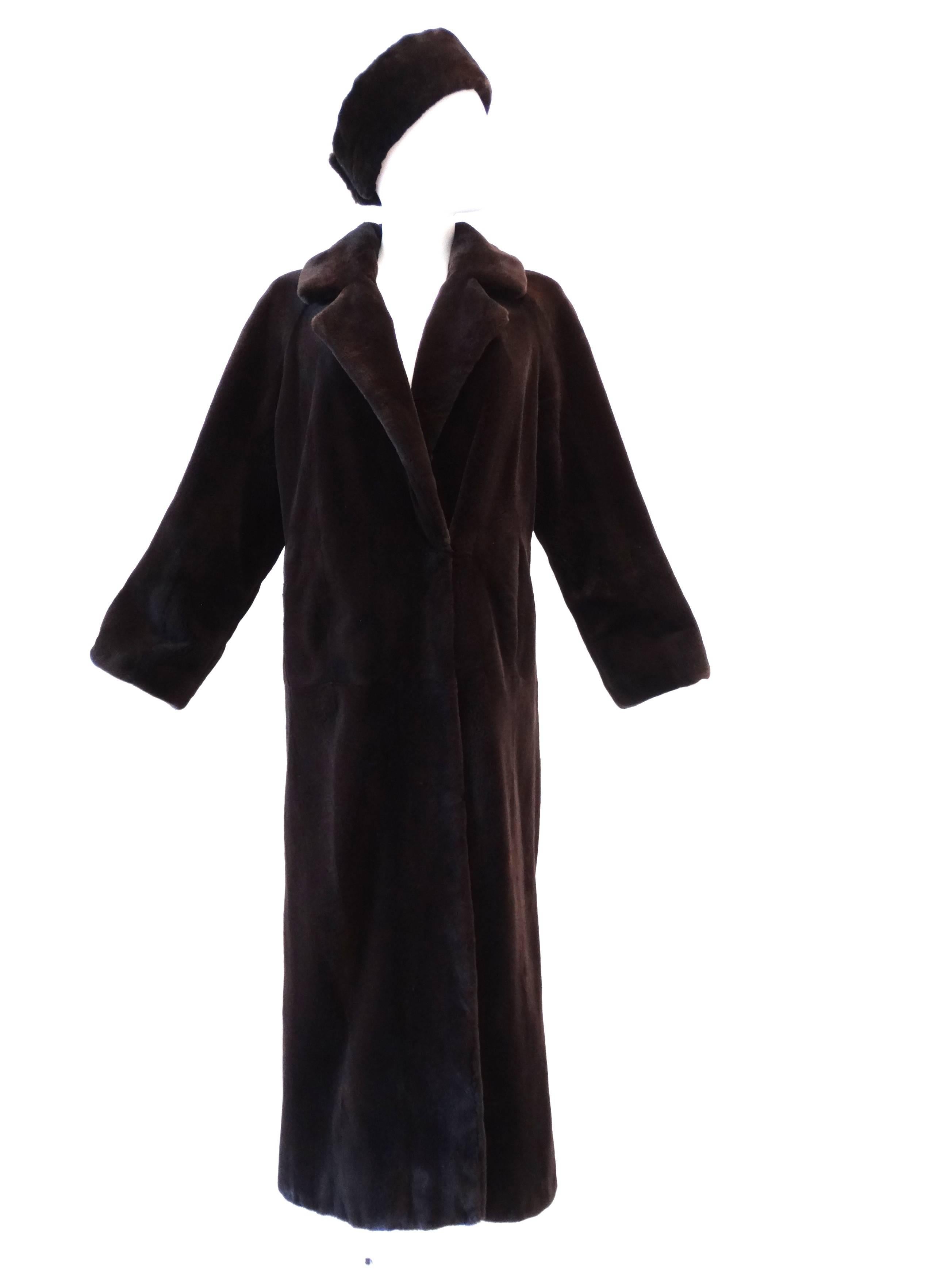Michael Kors Full Length Sheared Mink Coat with Headwrap In Excellent Condition In Scottsdale, AZ