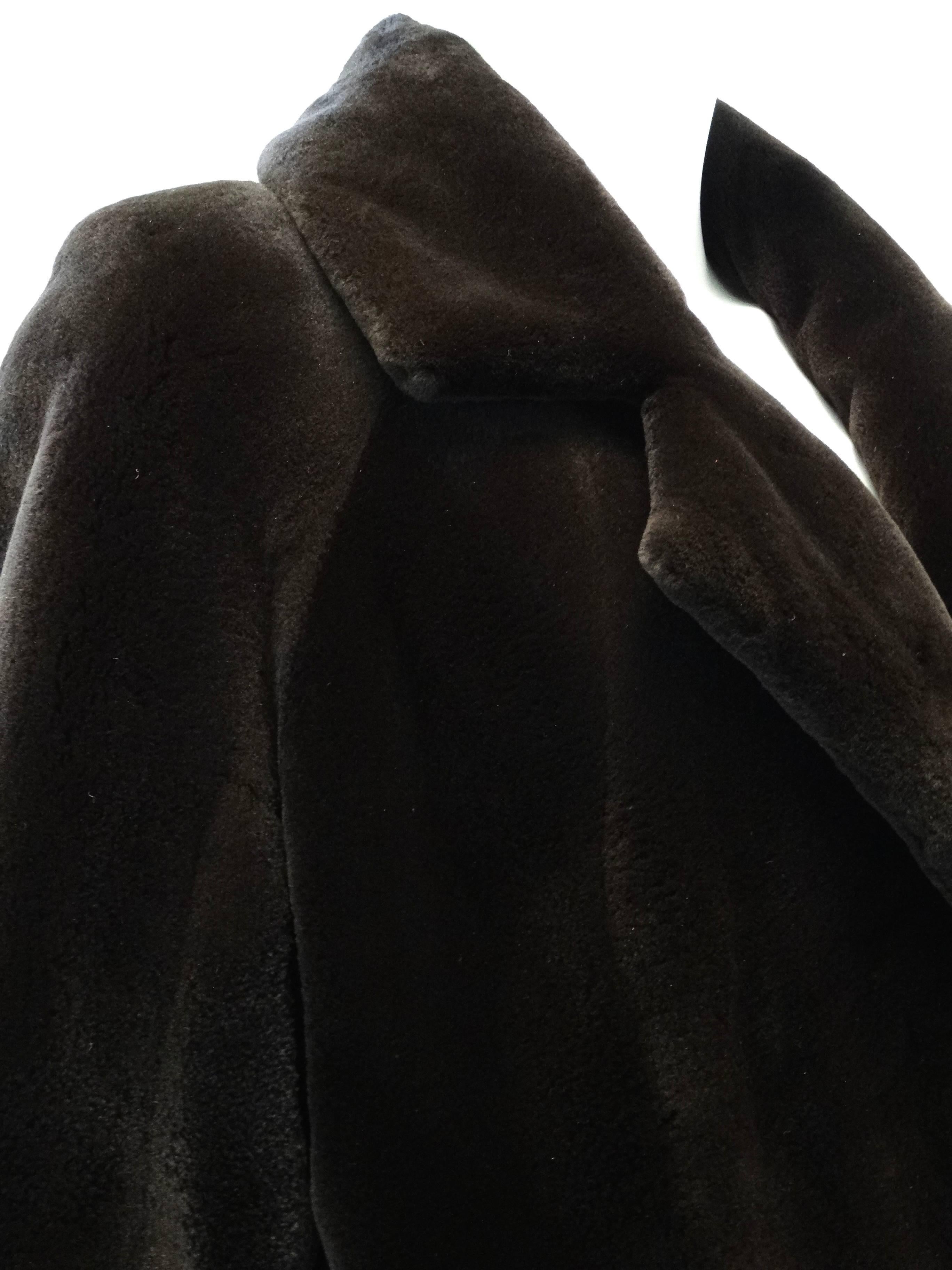 Black Michael Kors Full Length Sheared Mink Coat with Headwrap