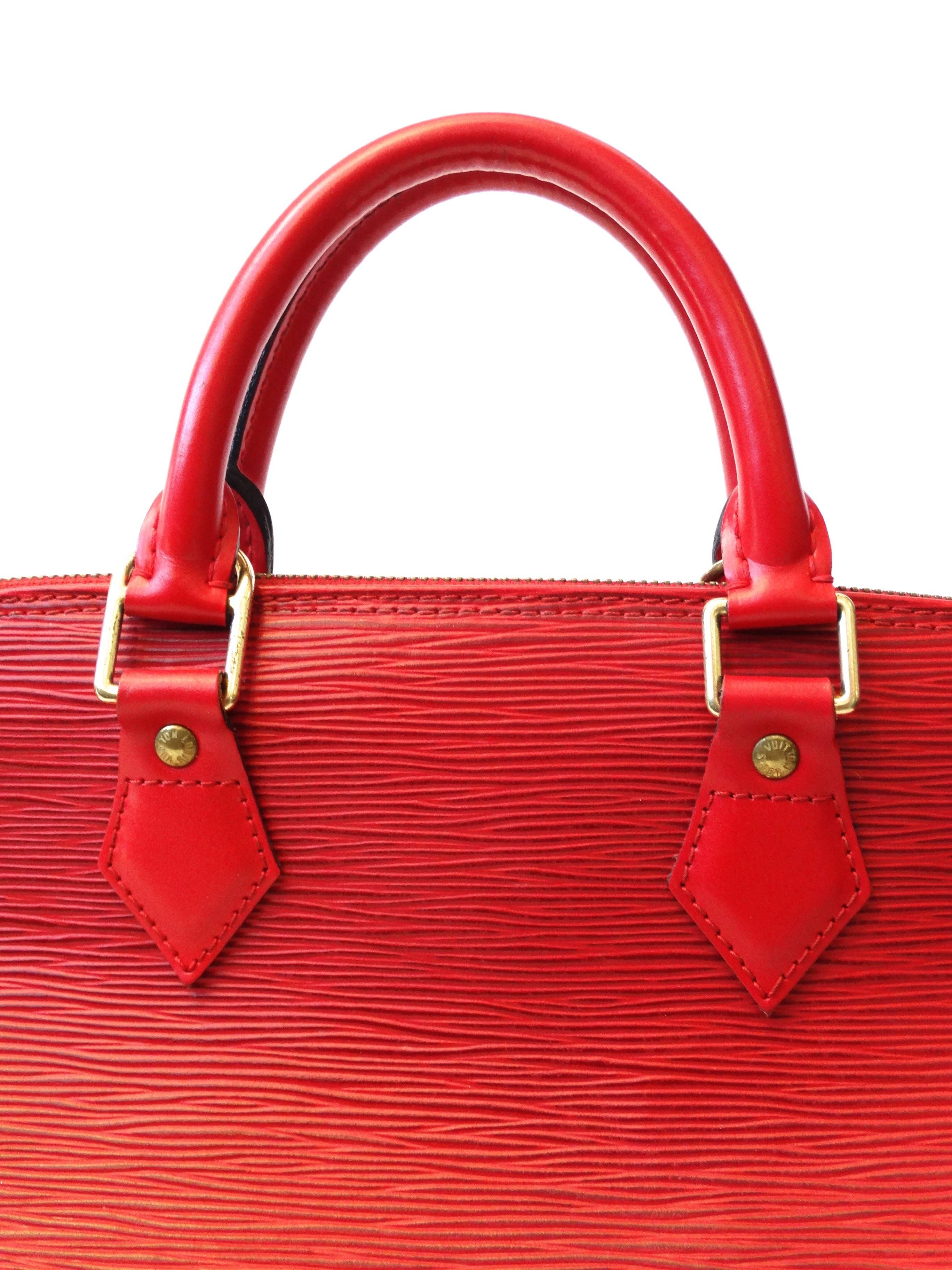 1990s Louis Vuitton Epi Alma PM Castilian Red Handbag  In Excellent Condition In Scottsdale, AZ