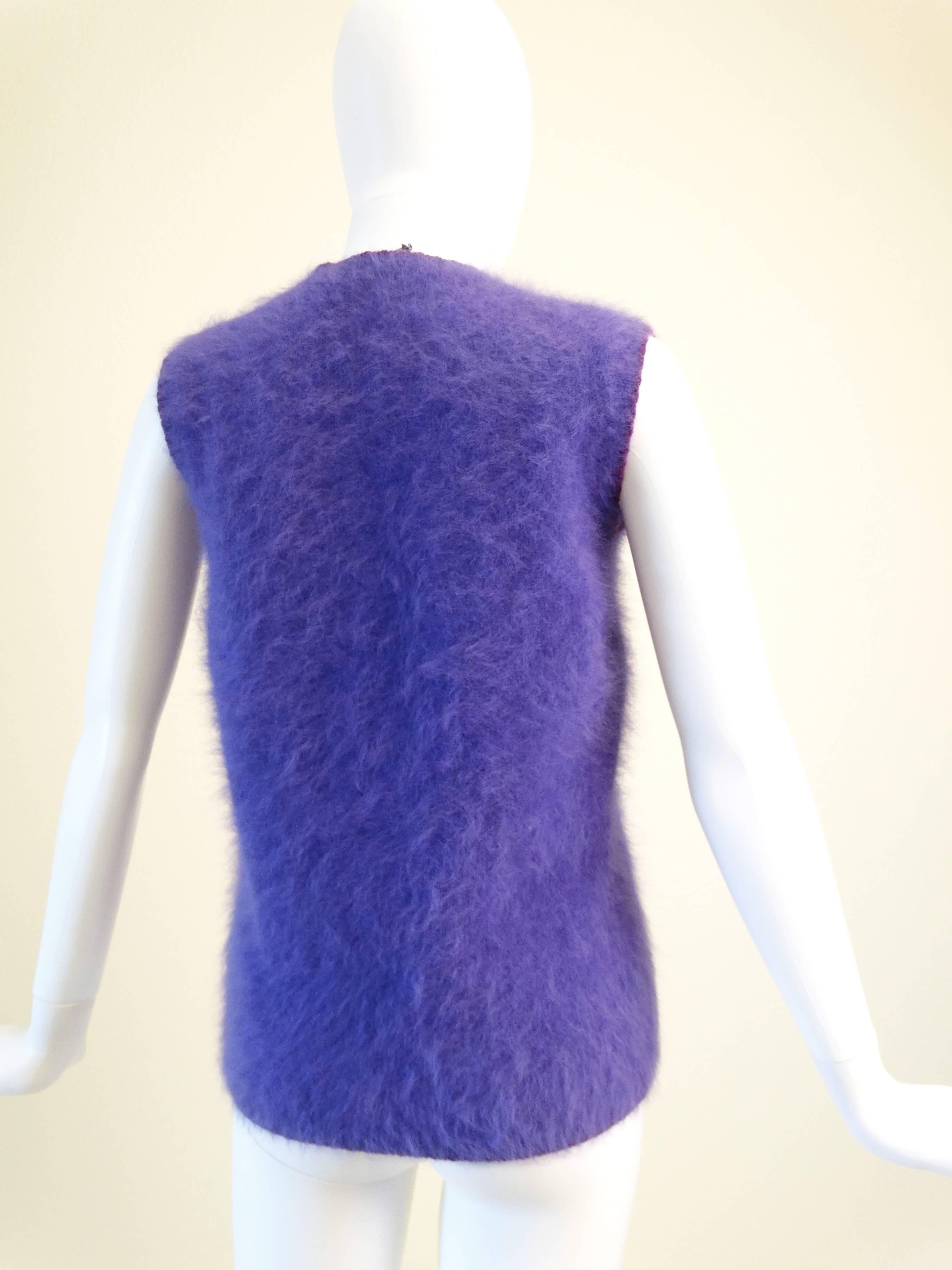 1990s Gianni Versace Couture Purple Angora Sweater  In Excellent Condition For Sale In Scottsdale, AZ