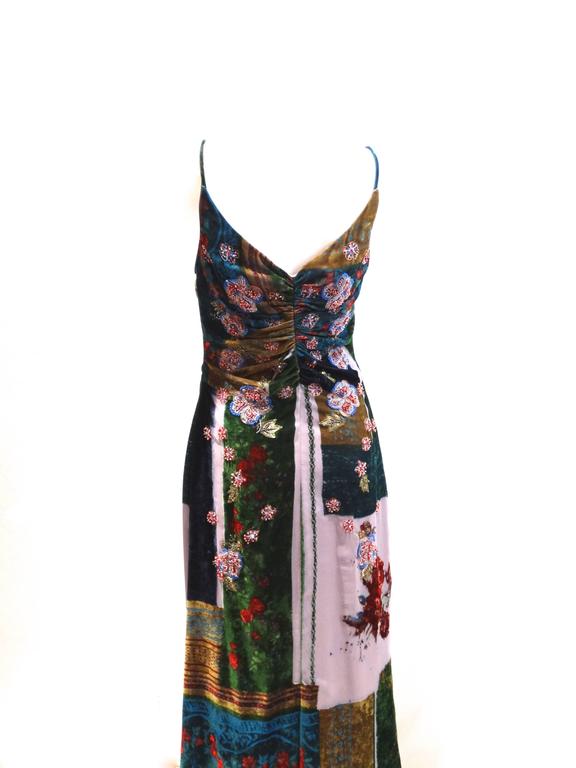 1990s Badgley Mischka Velvet Patchwork Gown at 1stDibs | badgley ...