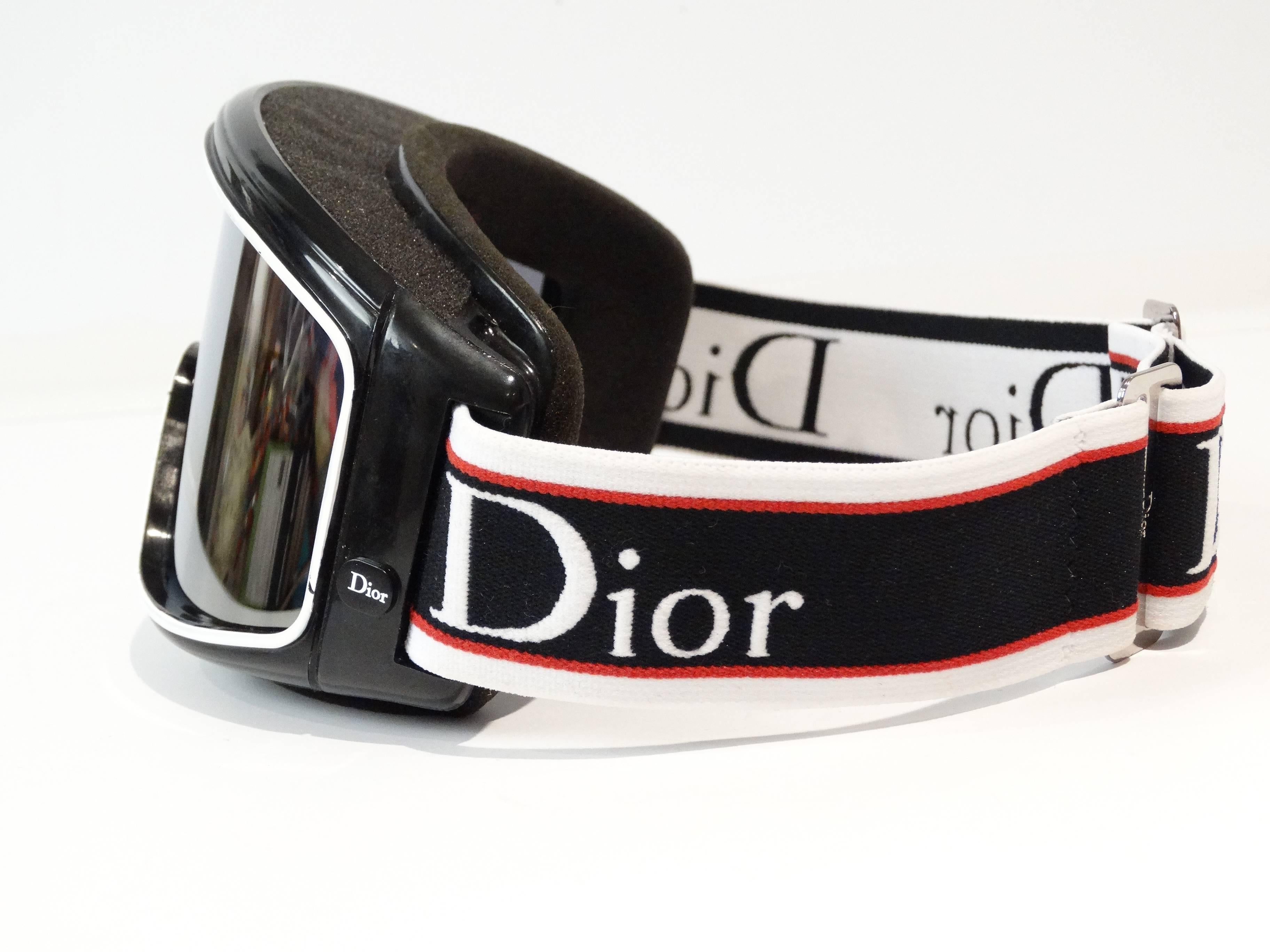 Gray 1980s Christian Dior Mirrored Ski Goggles